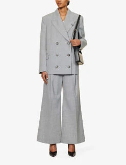 Lazlo Double-breasted Stretch-woven Jacket -VogueVibe Store R04194781 GREYMARLE ALT01