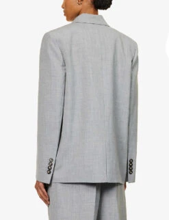 Lazlo Double-breasted Stretch-woven Jacket -VogueVibe Store R04194781 GREYMARLE ALT03