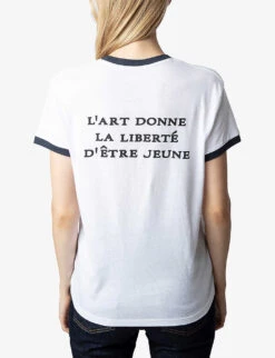 Zadig & Voltaire Zoe Wings-print Cotton-jersey T-shirt -VogueVibe Store R04195184 BLANC ALT03