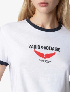 Zadig & Voltaire Zoe Wings-print Cotton-jersey T-shirt -VogueVibe Store R04195184 BLANC ALT04