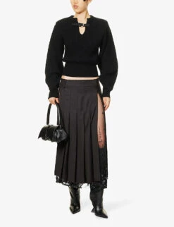 Brone Sequin-embellished Wool Midi Skirt -VogueVibe Store R04195243 CHOCOLATEBLACK ALT01