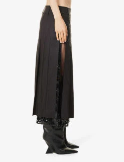 Brone Sequin-embellished Wool Midi Skirt -VogueVibe Store R04195243 CHOCOLATEBLACK ALT02