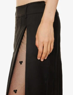 Brone Sequin-embellished Wool Midi Skirt -VogueVibe Store R04195243 CHOCOLATEBLACK ALT04
