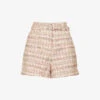 SELF PORTRAIT Belted Mid-rise Woven Shorts -VogueVibe Store R04195766 PINK M