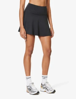 Girlfriend Collective Float Mid-rise Stretch-recycled-polyester Mini Skort 9 Girlfriend Collective Float Mid-rise Stretch-recycled-polyester Mini Skort -VogueVibe Store R04196144 BLACK ALT02