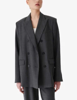IRO Habana Double-breasted Woven Blazer -VogueVibe Store R04196499 GRY01 ALT02