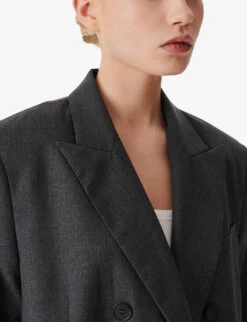 IRO Habana Double-breasted Woven Blazer -VogueVibe Store R04196499 GRY01 ALT04