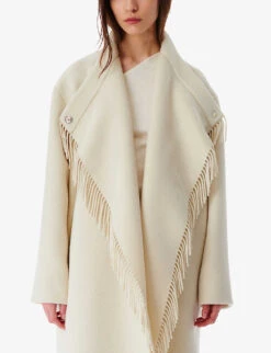 IRO Roicy Fringe-embellished Wool-blend Coat -VogueVibe Store R04196508 ECR01 ALT02