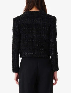 IRO Giovani Patch-pocket Tweed Jacket -VogueVibe Store R04196566 BLA01 ALT03