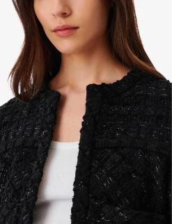 IRO Giovani Patch-pocket Tweed Jacket -VogueVibe Store R04196566 BLA01 ALT04