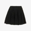 ALAIA Cage Metallic Flared-hem Knitted Mini Skirt -VogueVibe Store R04196682 NOIRALAIA M