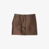 Sandro Dada High-rise Patch-pocket Satin Mini Skirt 1 Sandro Dada High-rise Patch-pocket Satin Mini Skirt -VogueVibe Store R04197688 BRUNS M