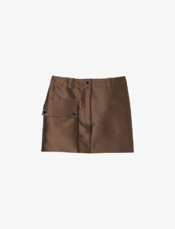 Sandro Dada High-rise Patch-pocket Satin Mini Skirt