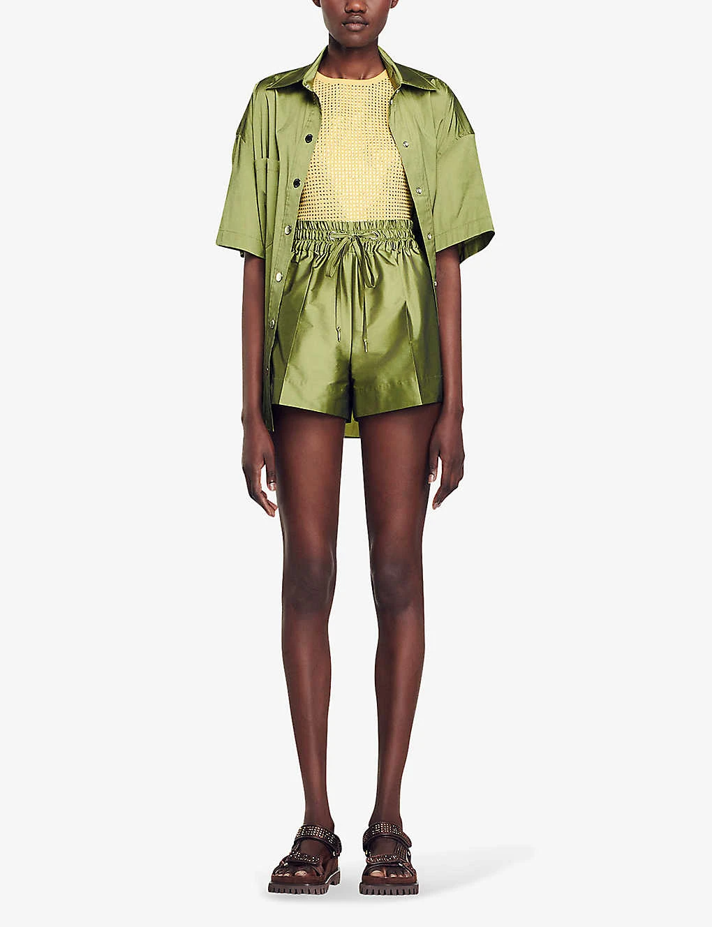 Sandro Egypte Elasticated-waist Wide-leg Satin Shorts 4 Sandro Egypte Elasticated-waist Wide-leg Satin Shorts - Image 2