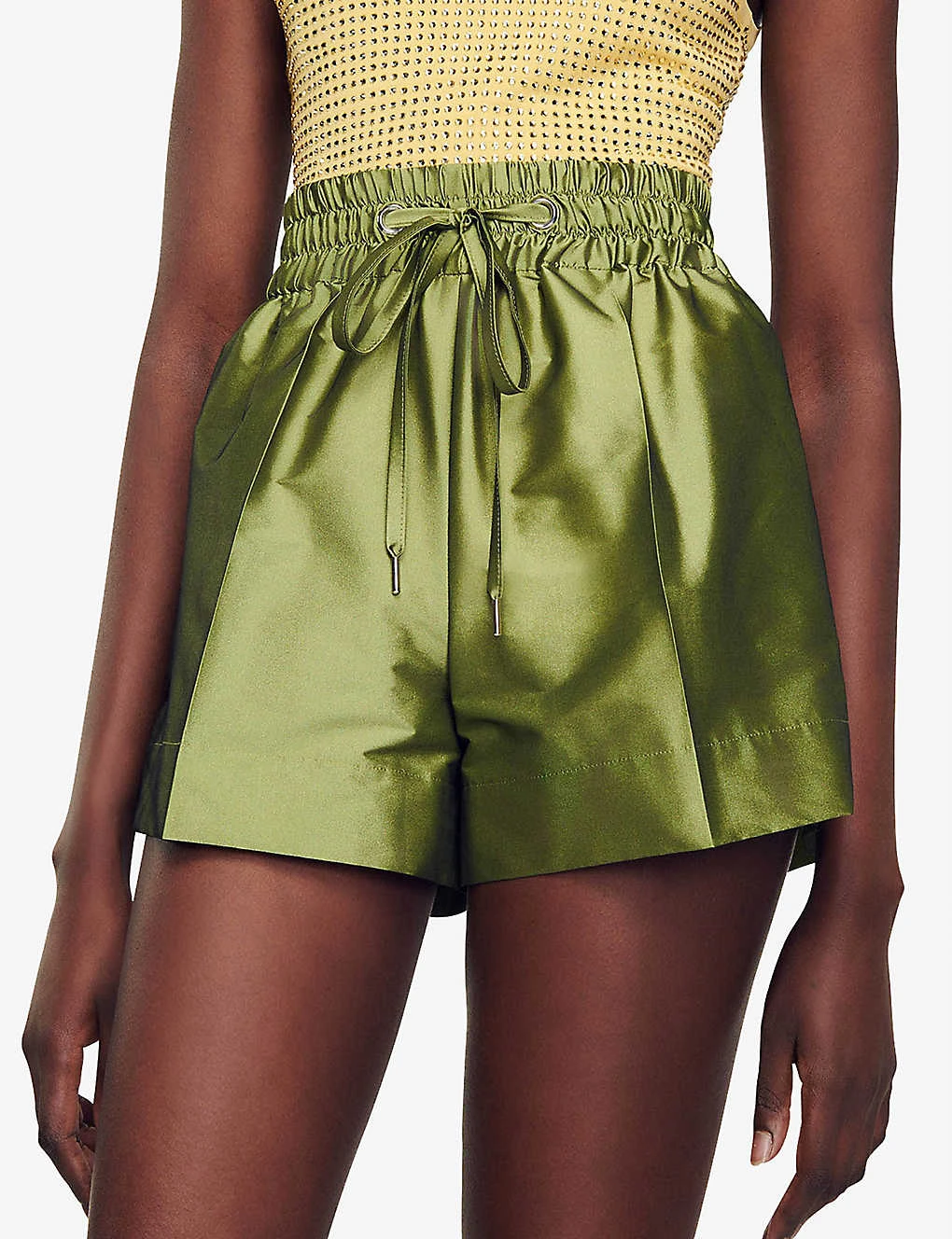 Sandro Egypte Elasticated-waist Wide-leg Satin Shorts 7 Sandro Egypte Elasticated-waist Wide-leg Satin Shorts - Image 5