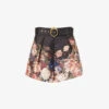 Zimmermann Floral-print High-rise Silk And Cotton-blend Shorts -VogueVibe Store R04199036 MORISOTBLACKPRINT M