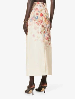 Zimmermann Floral-print Linen Midi Skirt -VogueVibe Store R04199041 MORISOTCREAMPRINT ALT03