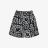 Whistles Sunman Graphic-print Elasticated-band Linen Cotton-blend Shorts -VogueVibe Store R04200353 MONOCHROME M