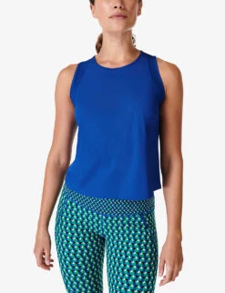 Sweaty Betty Swifty Workout Sleeveless Stretch-jersey Tank Top -VogueVibe Store R04201947 LIGHTNINGBLUE ALT02