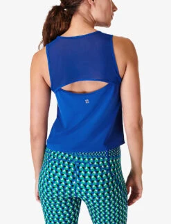 Sweaty Betty Swifty Workout Sleeveless Stretch-jersey Tank Top -VogueVibe Store R04201947 LIGHTNINGBLUE ALT03
