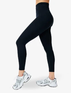 Sweaty Betty All Day 7/8 Cross-waist Stretch-woven Leggings -VogueVibe Store R04201975 BLACK ALT02
