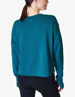 Sweaty Betty After Class Cropped Organic Cotton-blend Sweatshirt 9 Sweaty Betty After Class Cropped Organic Cotton-blend Sweatshirt -VogueVibe Store R04201984 CABINBLUE ALT03