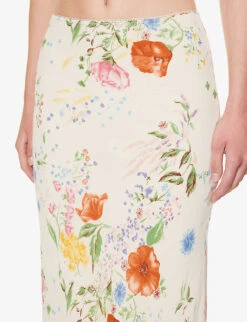 Layla High-rise Floral-print Woven Midi Skirt -VogueVibe Store R04203327 ETUDE ALT04