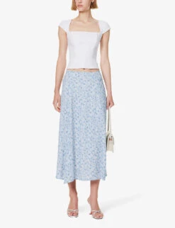 Zoe Floral-print Regular-fit Woven-blend Midi Skirt -VogueVibe Store R04203332 BROOKE ALT01