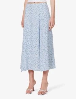 Zoe Floral-print Regular-fit Woven-blend Midi Skirt -VogueVibe Store R04203332 BROOKE ALT02