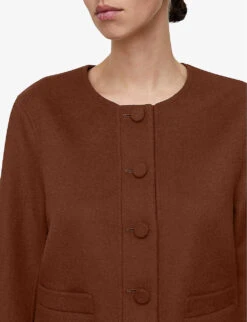 Joseph Jerome Single-breasted Wool And Silk-blend Jacket -VogueVibe Store R04203734 MAHOGANY ALT04