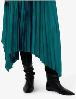 Joseph Ade Pleated Woven Midi Skirt -VogueVibe Store R04203809 DARKTEAL ALT04