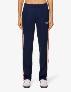 Side-stripe Straight-leg Mid-rise Jogging Bottoms -VogueVibe Store R04205003 NAVY ALT02