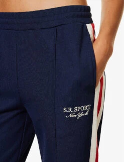 Side-stripe Straight-leg Mid-rise Jogging Bottoms -VogueVibe Store R04205003 NAVY ALT04