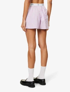 Logo-waistband Striped Tencel Boxer Shorts -VogueVibe Store R04205014 PURPLE ALT03