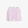 Logo-waistband Striped Tencel Boxer Shorts 2 Logo-waistband Striped Tencel Boxer Shorts -VogueVibe Store R04205014 PURPLE M