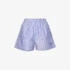 SRC-embroidered Striped High-rise Cotton-poplin Shorts 1 SRC-embroidered Striped High-rise Cotton-poplin Shorts -VogueVibe Store R04205046 WHITE M