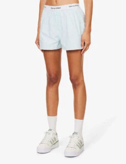 Oxford Striped Cotton Shorts 9 Oxford Striped Cotton Shorts -VogueVibe Store R04205059 PARADISE ALT02