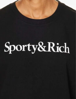 Brand-print Sleeveless Regular-fit Cotton T-shirt -VogueVibe Store R04205097 BLACKWHITE ALT04