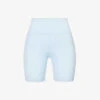 Logo-patch High-rise Stretch-woven Biker Shorts -VogueVibe Store R04205108 BABYBLUEWHITE M
