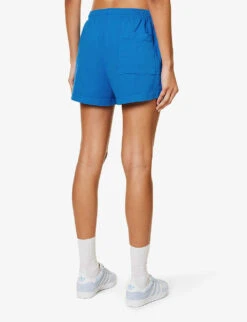 Disco Brand-print Cotton-jersey Shorts -VogueVibe Store R04205123 ROYALBLUEWHITE ALT03