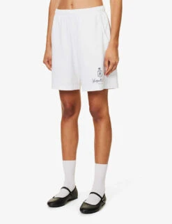 Vendome Brand-print Cotton-jersey Shorts 9 Vendome Brand-print Cotton-jersey Shorts -VogueVibe Store R04205124 WHITENAVY ALT02