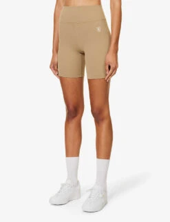 Runner Logo-print High-rise Stretch-woven Shorts -VogueVibe Store R04205133 ESPRESSOWHITE ALT02