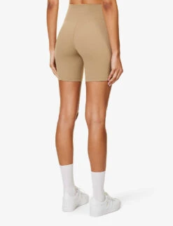 Runner Logo-print High-rise Stretch-woven Shorts -VogueVibe Store R04205133 ESPRESSOWHITE ALT03