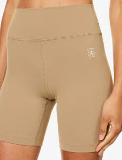 Runner Logo-print High-rise Stretch-woven Shorts -VogueVibe Store R04205133 ESPRESSOWHITE ALT04