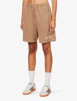 Made In The USA Logo-print High-rise Regular-fit Cotton-jersey Shorts -VogueVibe Store R04205135 ESPRESSOWHITE ALT02