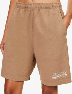 Made In The USA Logo-print High-rise Regular-fit Cotton-jersey Shorts -VogueVibe Store R04205135 ESPRESSOWHITE ALT04